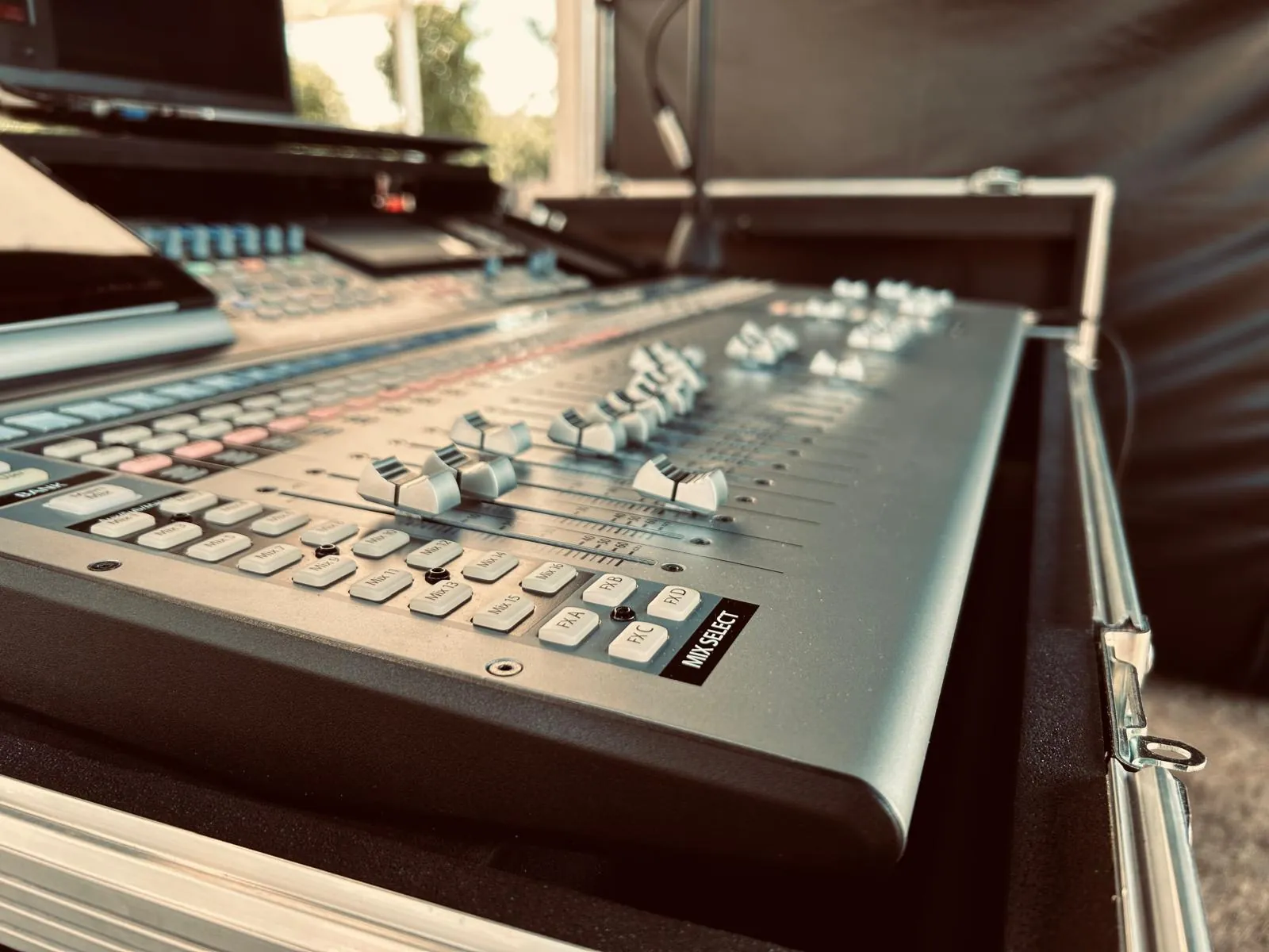 Close-up of the mixing desk